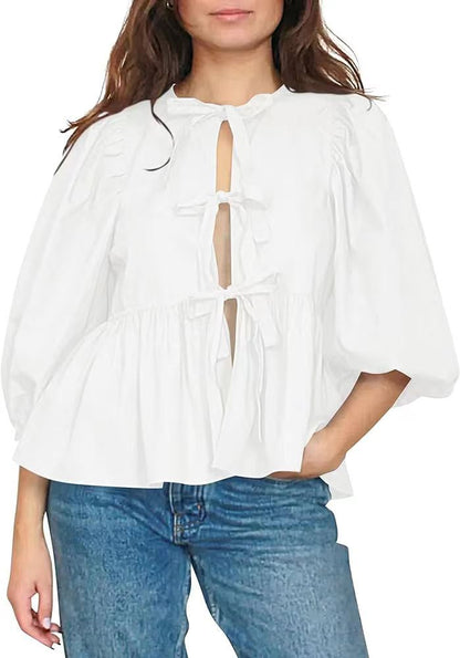 Women Sweet Casual Strap Stripe Blouses