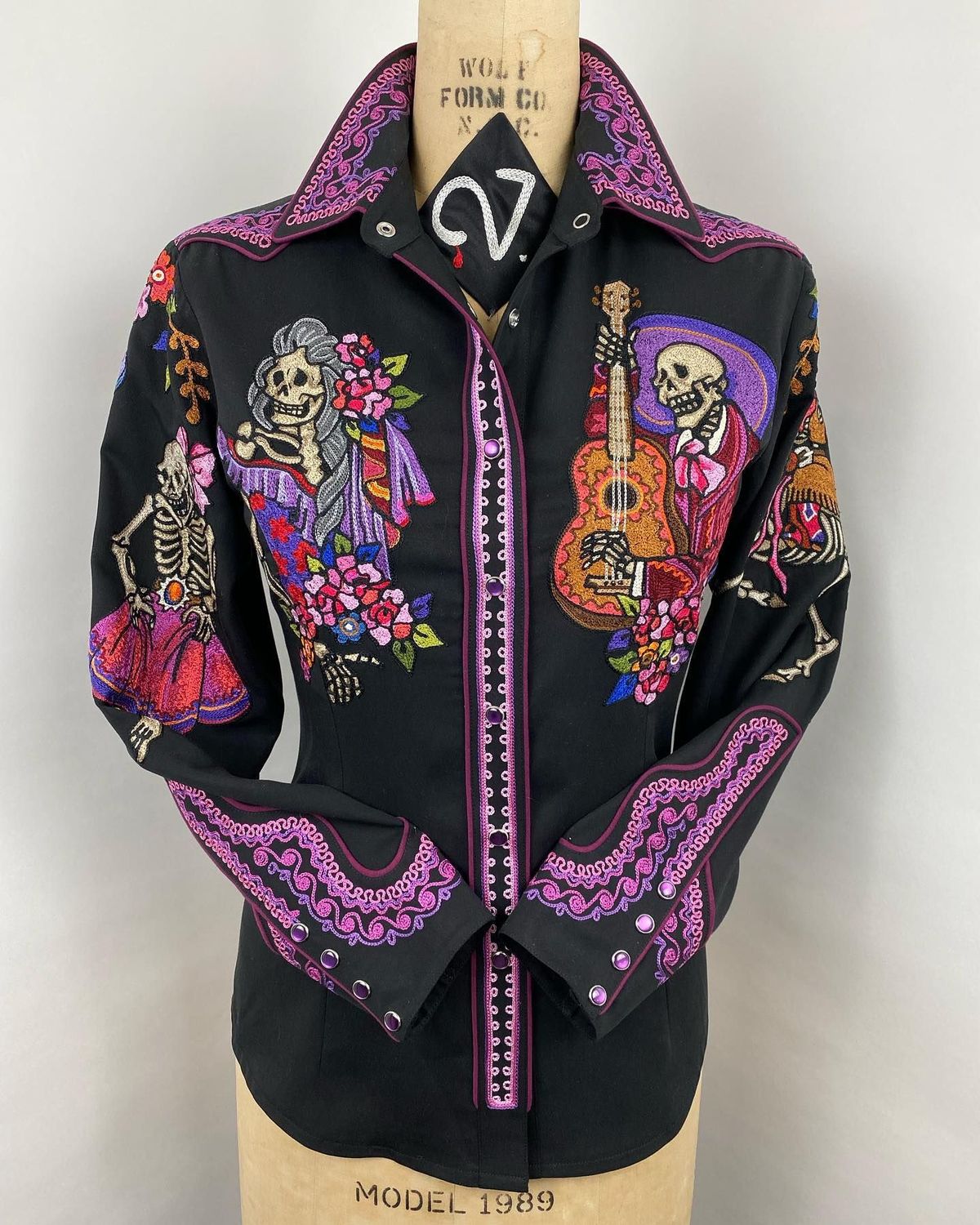 Women Casual Western Geometric Pattern Printed Lapel Long-Sleeve Single Breasted Blouse