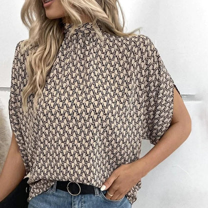 Women Summer Casual Fashion Solid Color Bat Sleeve Blouse