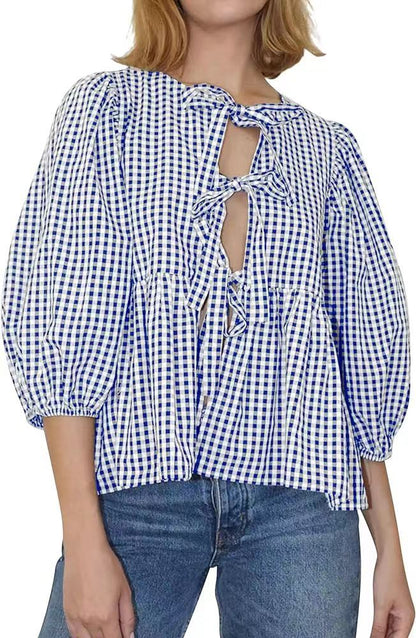Women Sweet Casual Strap Stripe Blouses