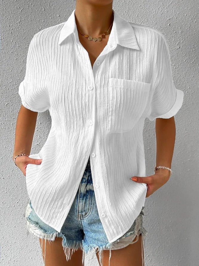 Women's Classic Patterned Short Sleeve Blouse for Buttons  | Ideaal voor Lente/Zomer