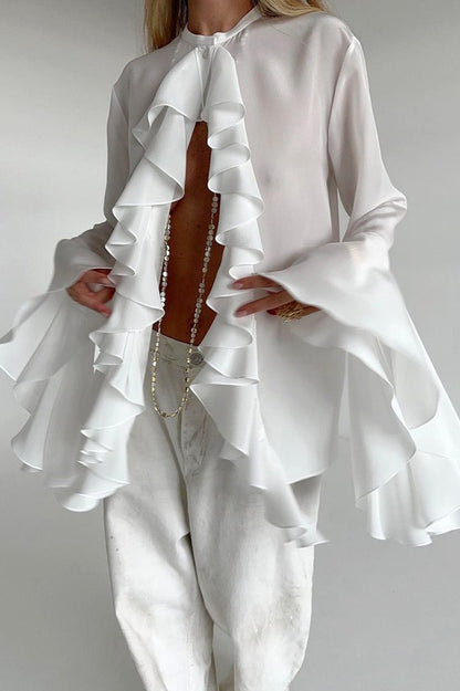 Ruffled Long-Sleeve Elegant Blouse