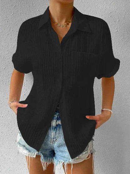 Women's Classic Patterned Short Sleeve Blouse for Buttons  | Ideaal voor Lente/Zomer
