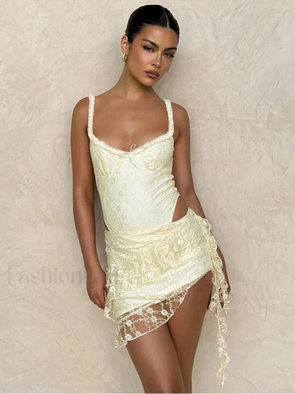 Jacquard Low-Cut Mini Dress