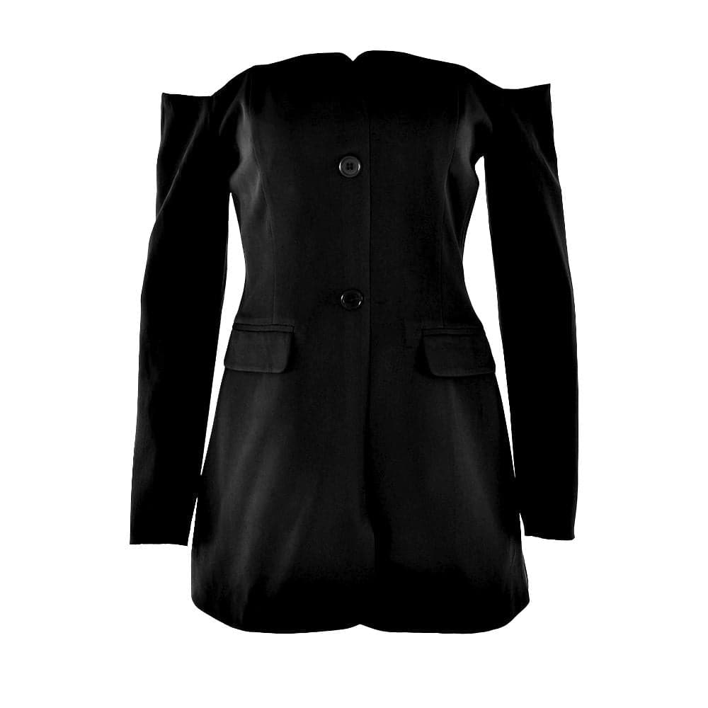 Long sleeve off shoulder button pocket mini dress  | Festival Outfits Women