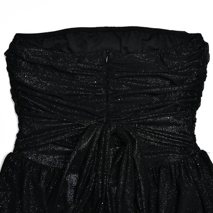 Ruched backless glitter mesh tube mini dress  | Festival Outfits Women