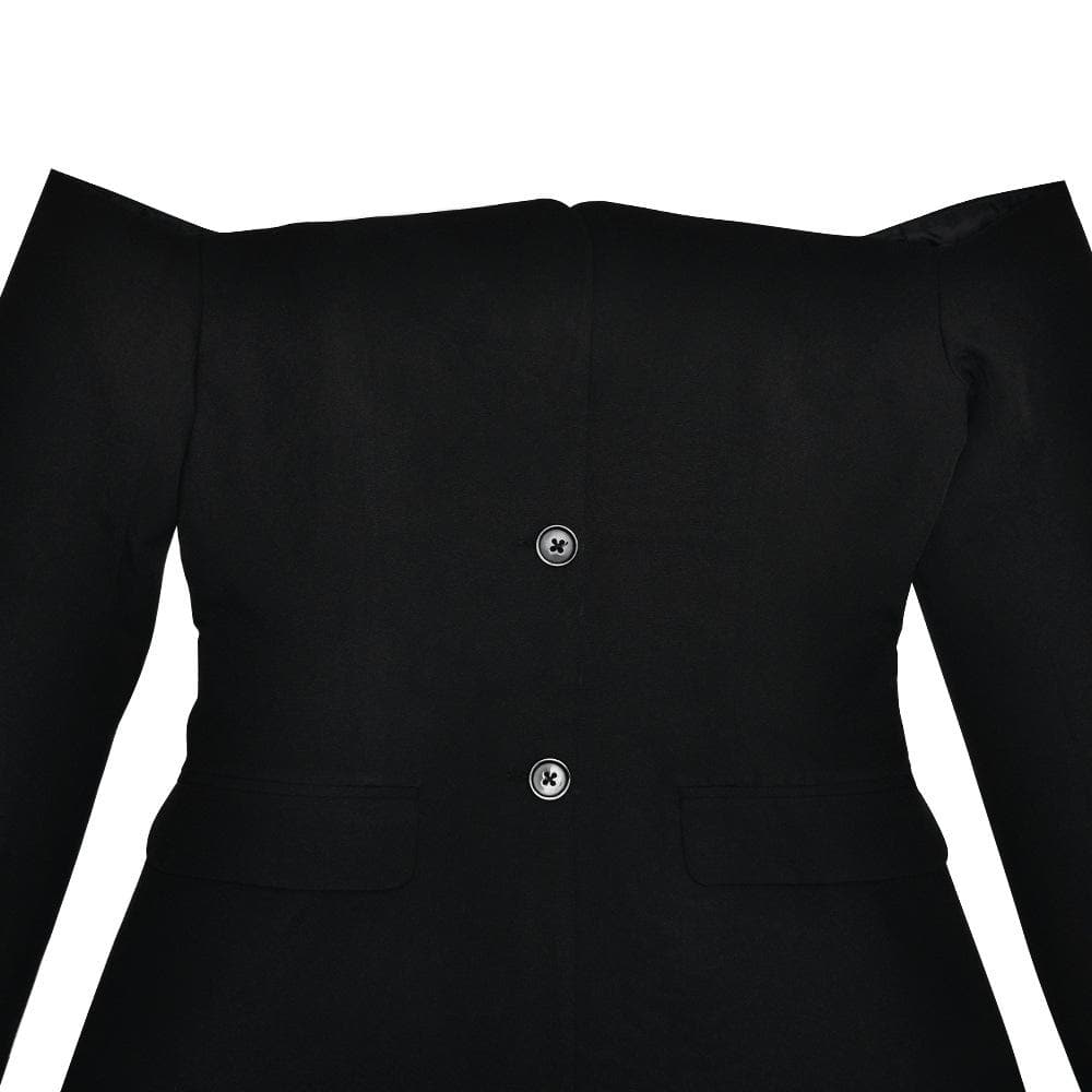Long sleeve off shoulder button pocket mini dress  | Festival Outfits Women