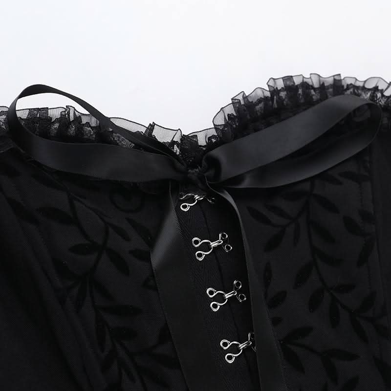 Sweetheart neck lace hem ruffle button mini dress  | Festival Outfits Women