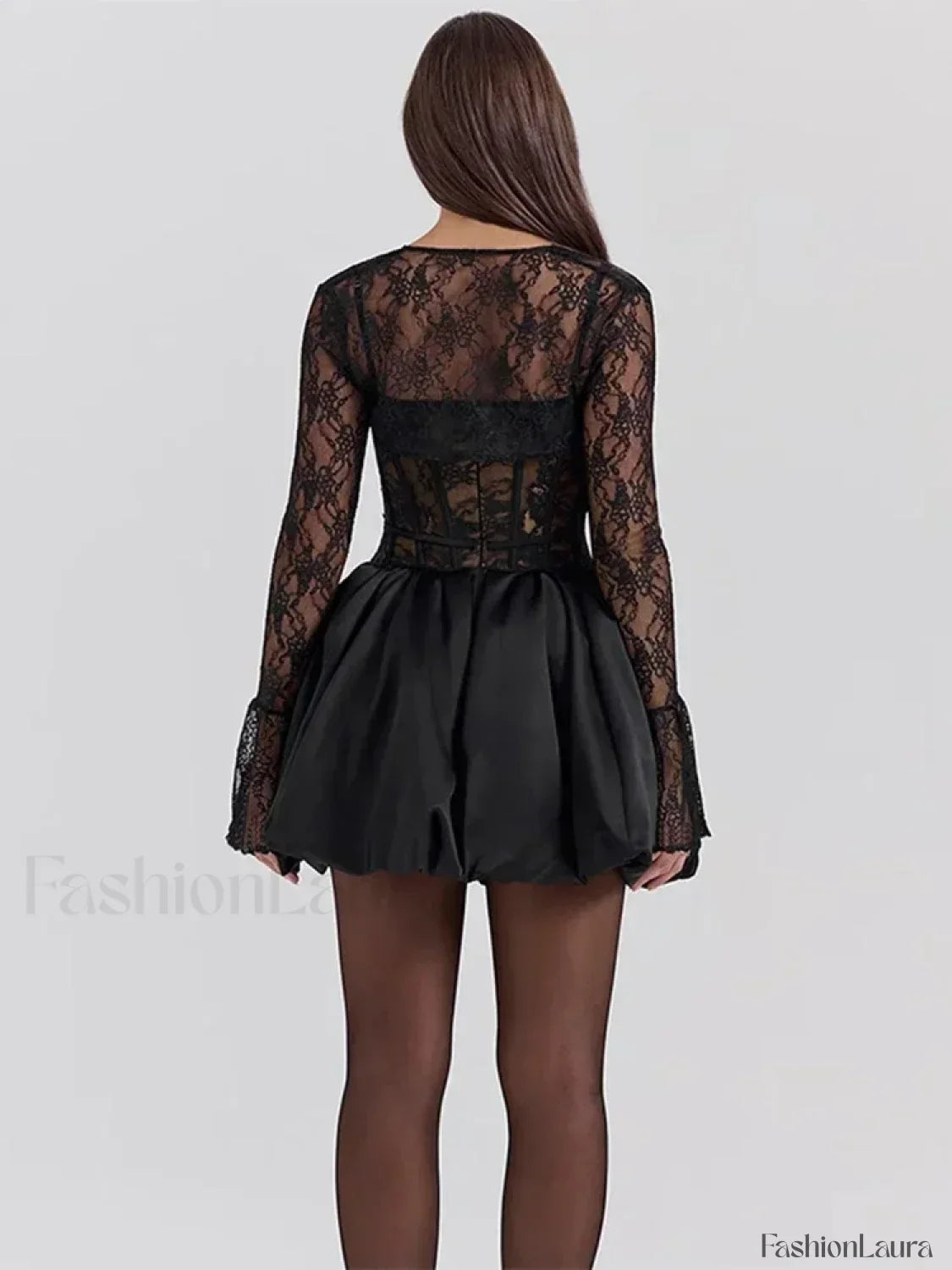 Lace Bandage See-Through Mini Dress