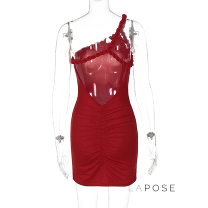 Adamari One-Shoulder Pleated Mini Dress