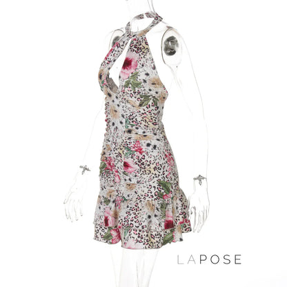 Aislyn Leopard Halter Mini Dress