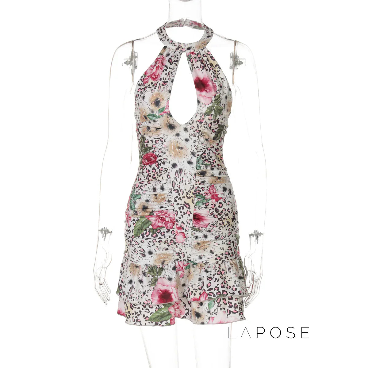 Aislyn Leopard Halter Mini Dress