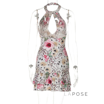 Aislyn Leopard Halter Mini Dress