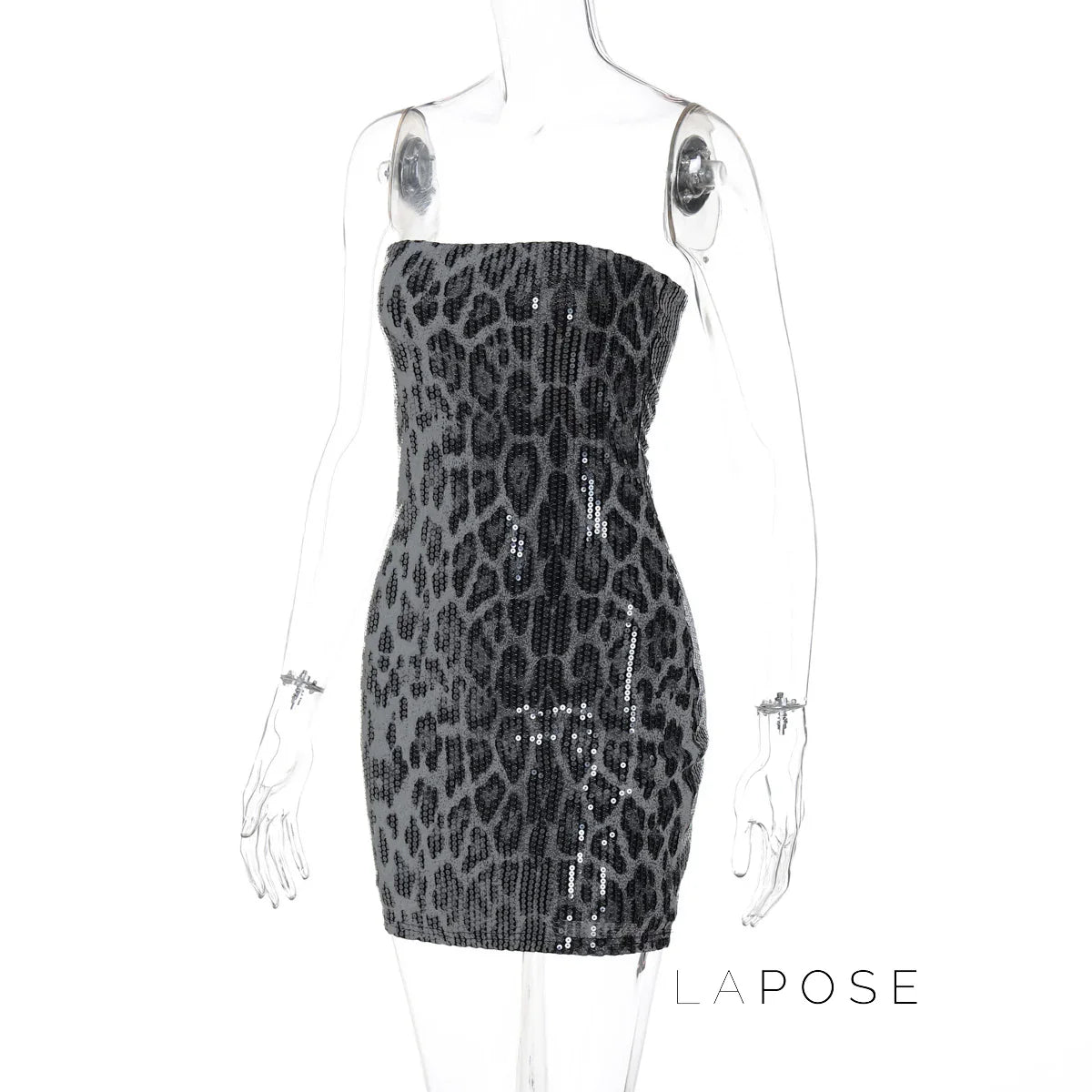 Arleen Strapless Sequin Leopard Mini Dress