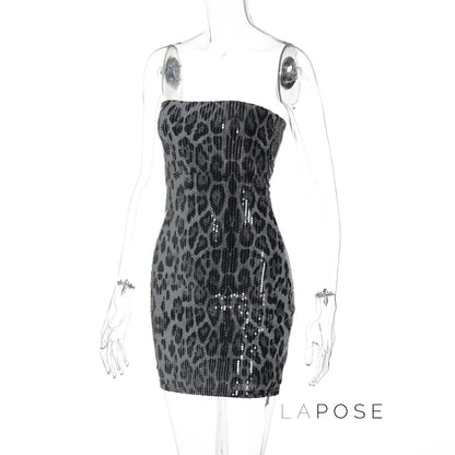 Ashlee Leopard Sequin Mini Dress