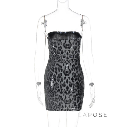 Ashlee Leopard Sequin Mini Dress