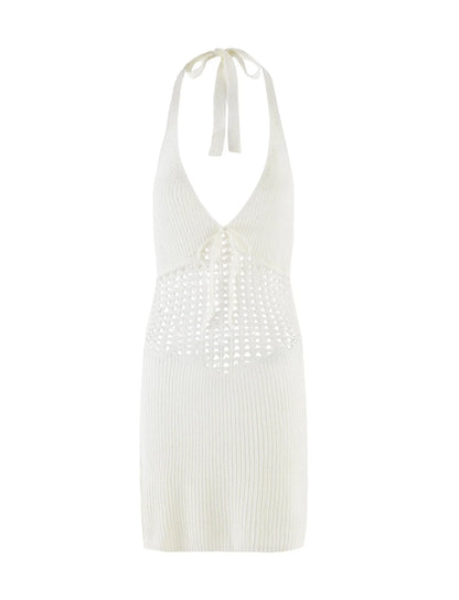 Auriella Crochet Halter Mini Dress