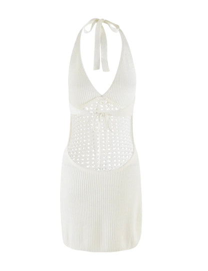 Auriella Crochet Halter Mini Dress