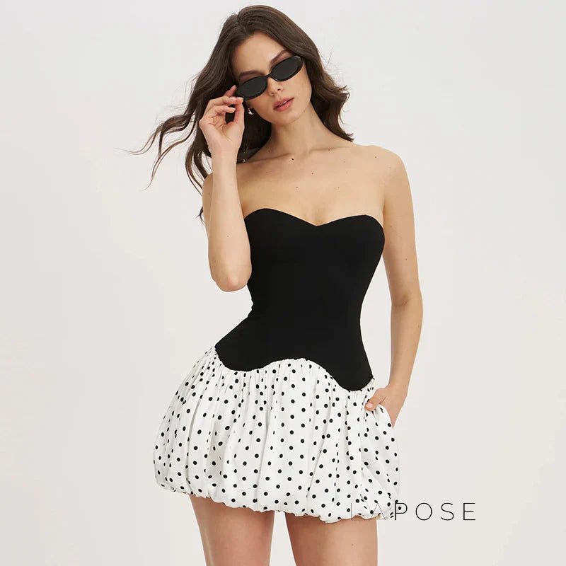 Brayleigh Polka Dot Tube Mini Dress