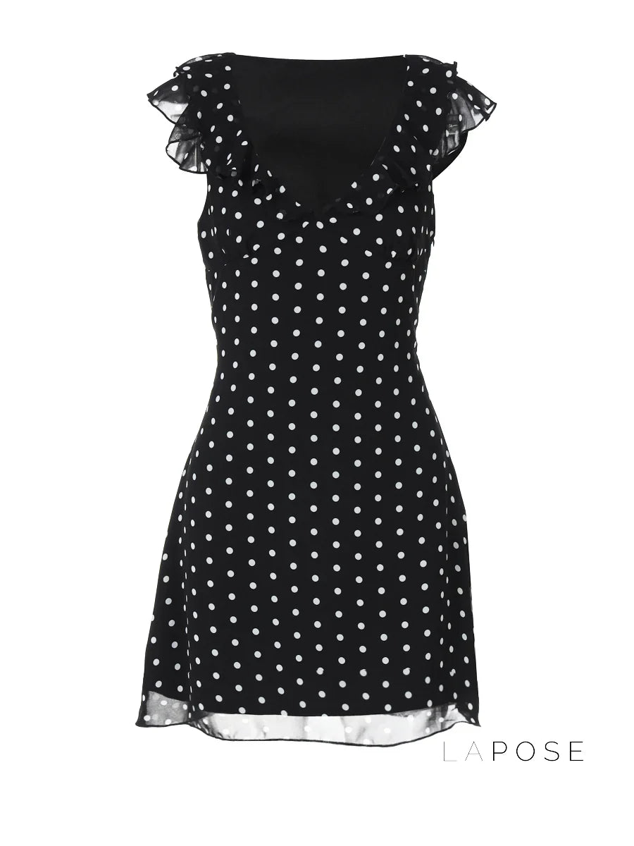 Davina Ruffled Polka Dot Mini Dress