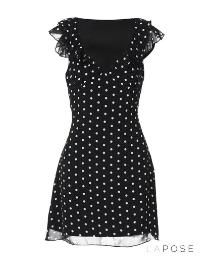 Davina Ruffled Polka Dot Mini Dress