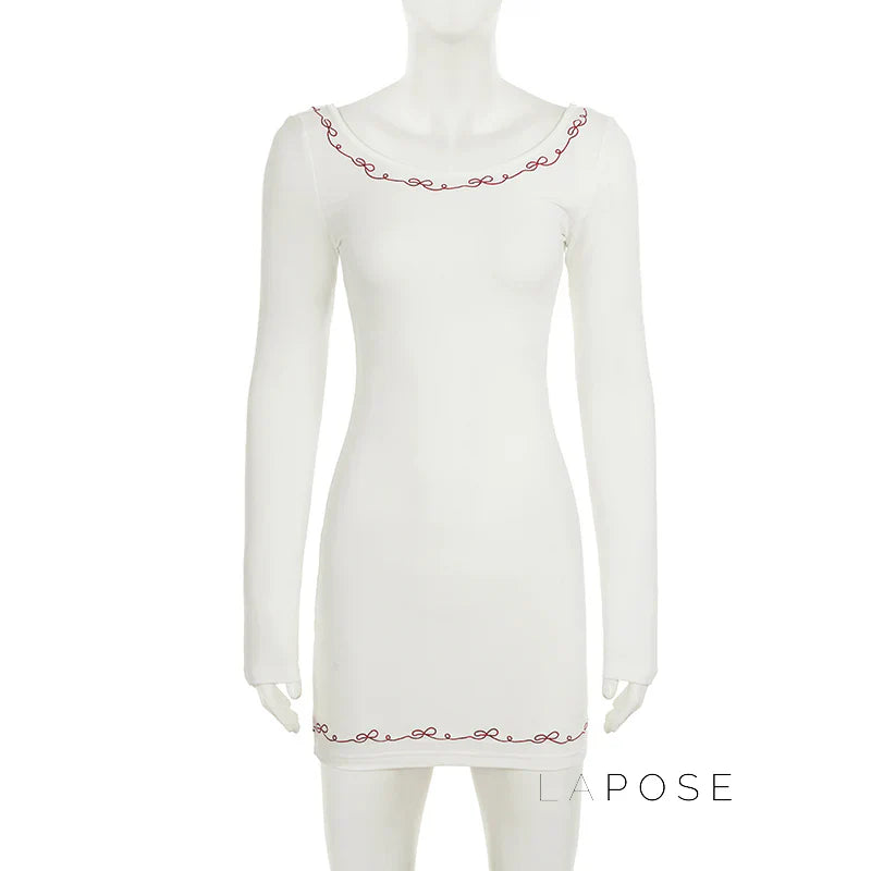 Frida Embroidered Long Sleeve Mini Dress
