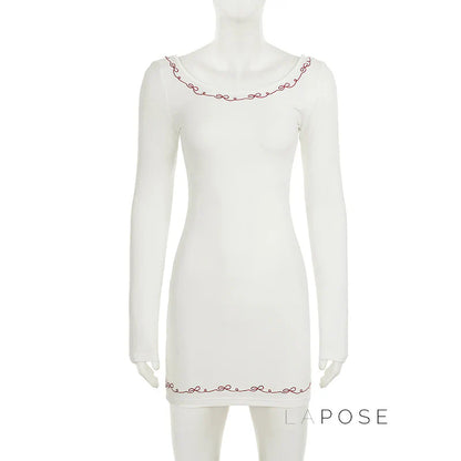 Frida Embroidered Long Sleeve Mini Dress