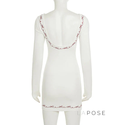 Frida Embroidered Long Sleeve Mini Dress
