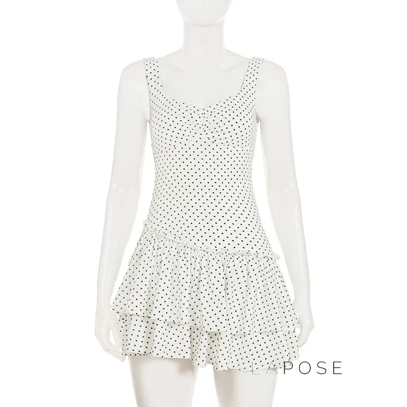 Jumana Polka Dot Smocked Mini Dress