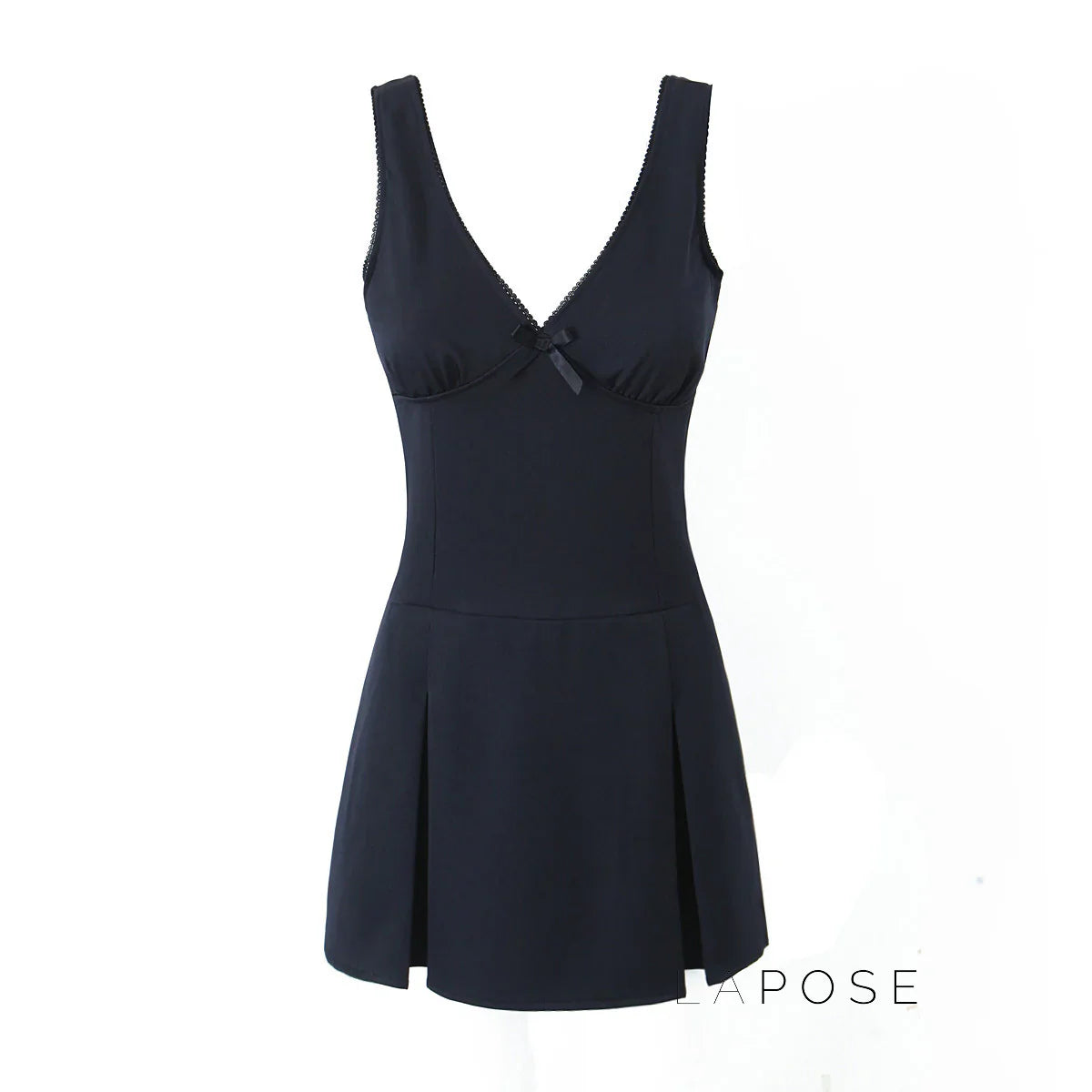 Kaliah Deep V-Neck Bow Mini Dress