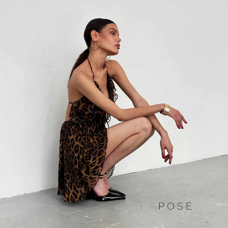 Lucy Halter Leopard Mini Dress