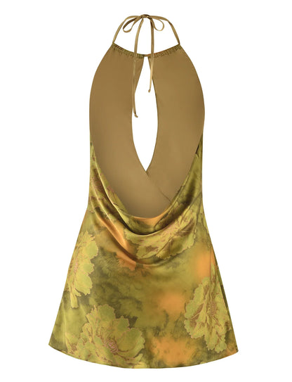 Maira Watercolor Halter Mini Dress