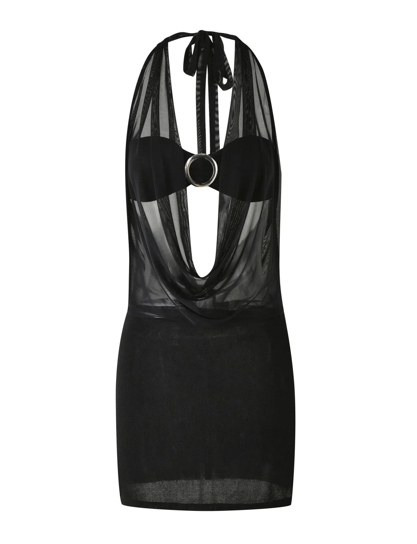 Nahomi Mesh Halter Mini Dress