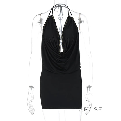 Serina Studded Halter Mini Dress