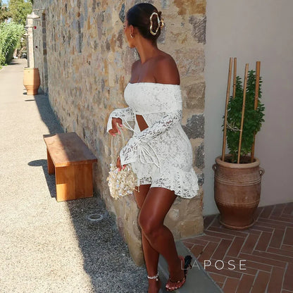 Varnika Off Shoulder Lace Mini Dress