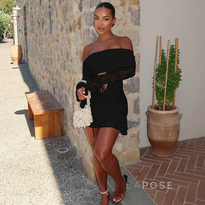 Varnika Off Shoulder Lace Mini Dress