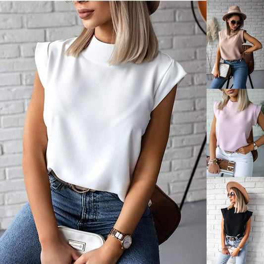 Women Casual Basic Summer Sleeveless Solid Color Blouse