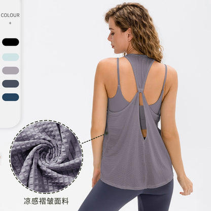 Women Casual Solid Color Loose Yoga Blouse