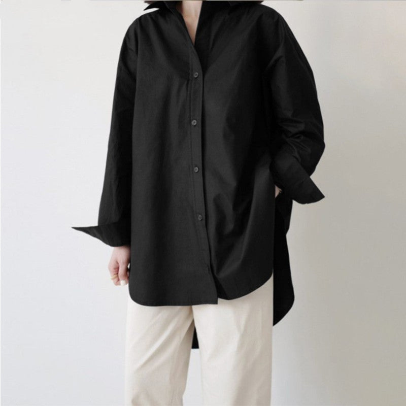Women Casual Solid Color Loose Long Sleeve Blouses
