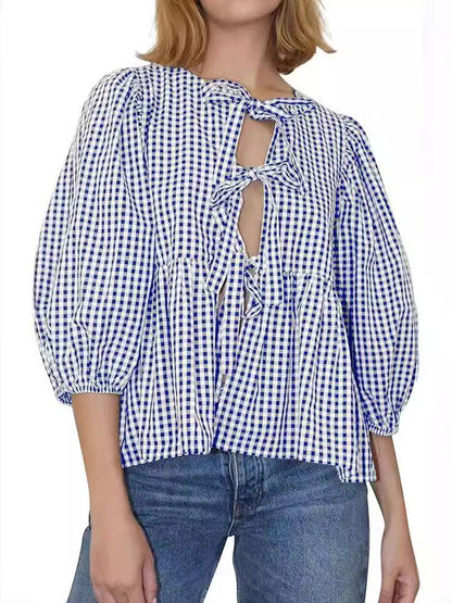 Women Sweet Casual Strap Stripe Blouses