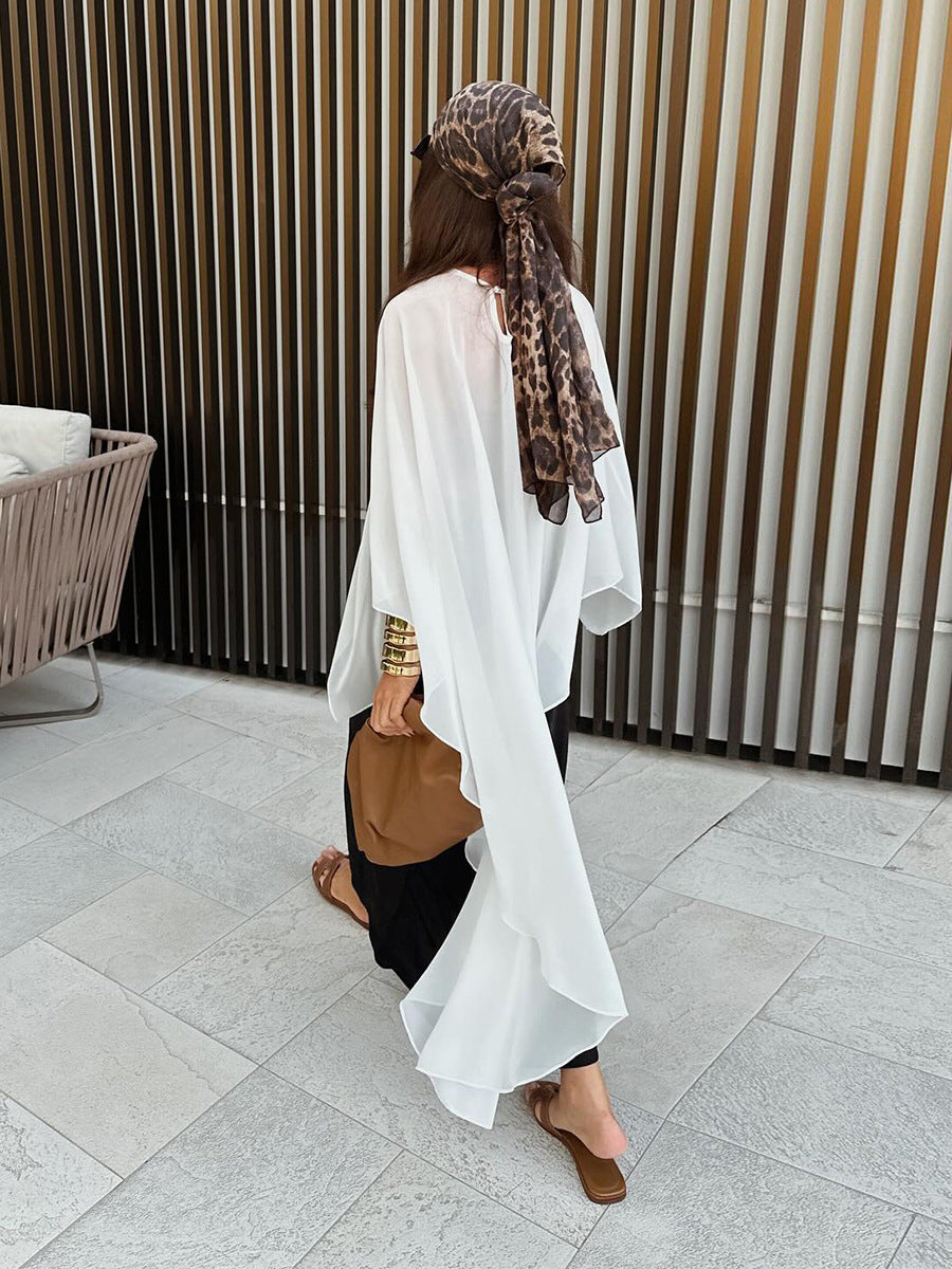 Women Fashion Casual Loose Chiffon Long-Sleeve Blouse