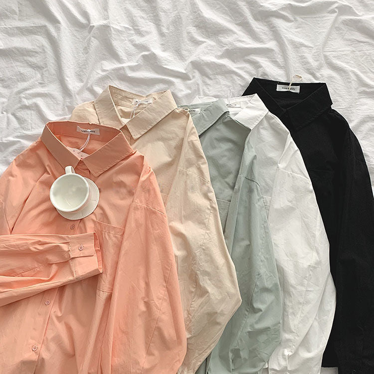 Casual Basic Women Solid Color Summer Fashion Casual Long Sleeve Shirt Blouse