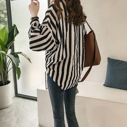 Women Casual Striped Print Long Sleeve Blouses