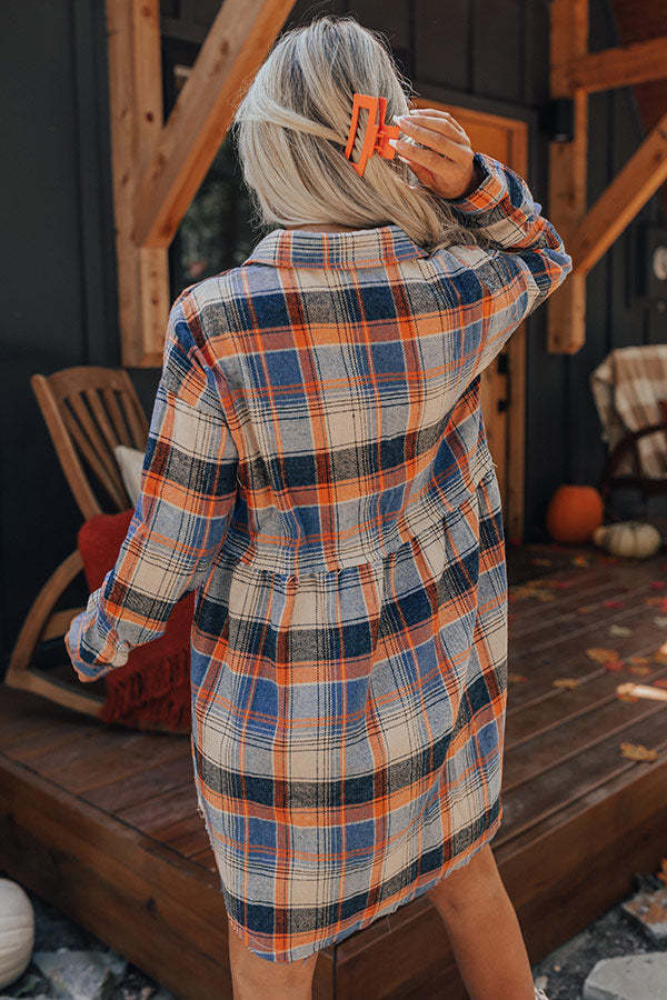 Casual Vintage Women Autumn And Winter Plaid Long Sleeve Lapel Blouse Shacket
