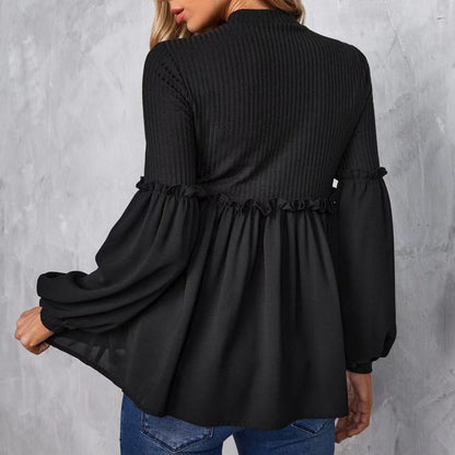 Women Pregnant Casual Puff Sleeve Long Sleeve Maternity Blouse Top