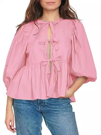Women Sweet Casual Strap Stripe Blouses