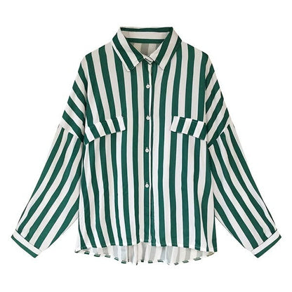 Women Casual Striped Print Long Sleeve Blouses