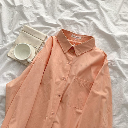 Casual Basic Women Solid Color Summer Fashion Casual Long Sleeve Shirt Blouse