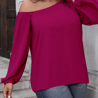 Plus Size Women Casual Elegant Bow Loose Long Sleeve Cut Out Blouse