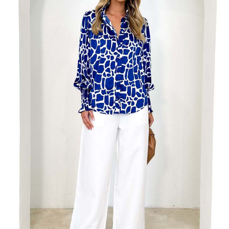 Women Casual Floral Print Long Sleeve Blouses